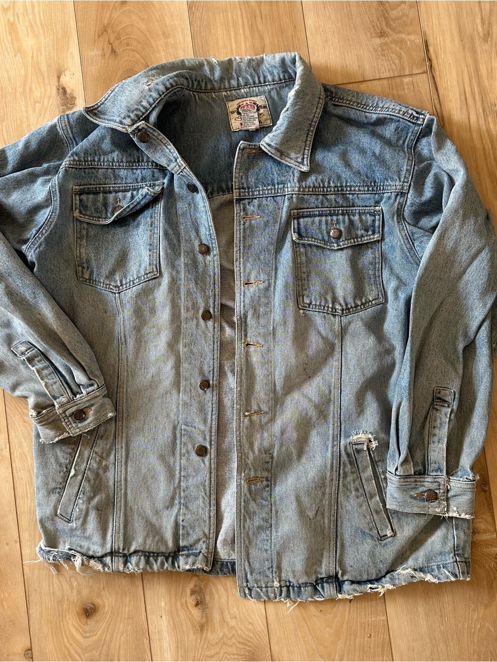 Vintage Bugle Boy Gold Crest Distressed Denim Jacket